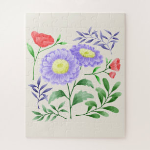 Een set bloemen geschilderd in waterverf legpuzzel