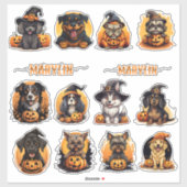 EEN SET VAN AANGEPASTE HALLOWEEN HONDENRASSEN POMP STICKER (Vel)