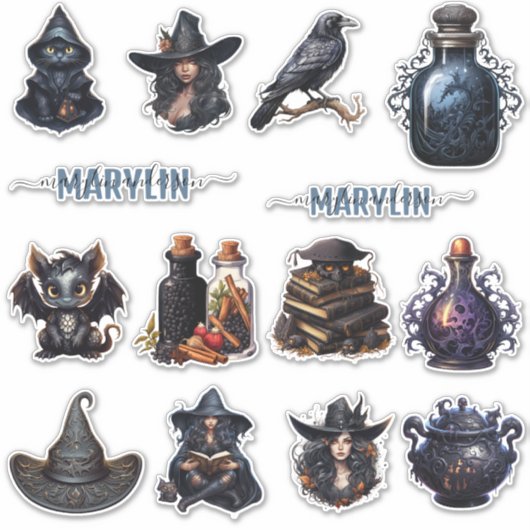 EEN SET VAN DONKER GOTISCHE HEKSERIJ AANGEPASTE NA STICKER (Voorkant)