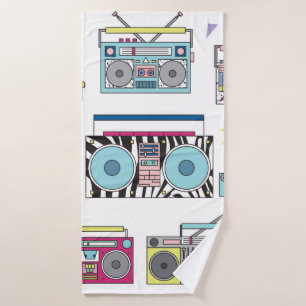 Een set van verschillende cassettespelers. Retro Badhanddoek