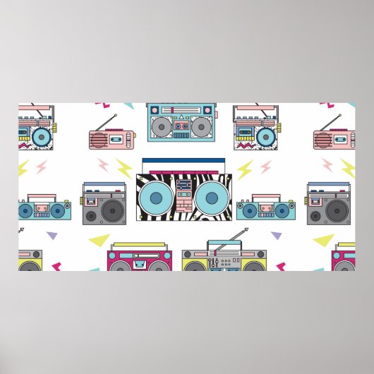 Een set van verschillende cassettespelers. Retro Poster (Voorkant)