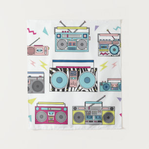 Een set van verschillende cassettespelers. Retro Wandkleed