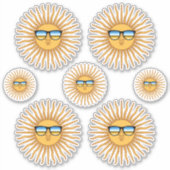 Een set van zeven zon in tinten decalen sticker (Voorkant)