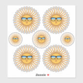 Een set van zeven zon in tinten decalen sticker (Vel)