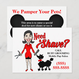 Een Shave Red Pet Grooming Adverteren Briefkaart n