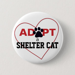 Een Shelter Cat aannemen Ronde Button 5,7 Cm