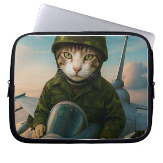 Een Siam Air Force Cat met laptophoes 10 inch Laptop Sleeve