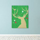 Een silhouet van een hert met sterren die uit zijn canvas afdruk (Insitu (Houten vloer))