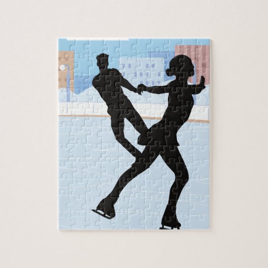 Een Silhouette Couple Ice Skuzzle Legpuzzel (Verticaal)
