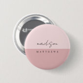 Een simpel zwart-roze, stijlvol monogram ronde button 5,7 cm (Voorkant /achterkant)