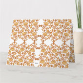 Een sinaasappel en wit behang met een bloemmotief bedankkaart (Achterkant)