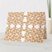 Een sinaasappel en wit behang met een bloemmotief bedankkaart (Voorkant)