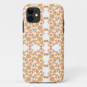 Een sinaasappel en wit behang met een bloemmotief Case-Mate iPhone case (Achterkant)