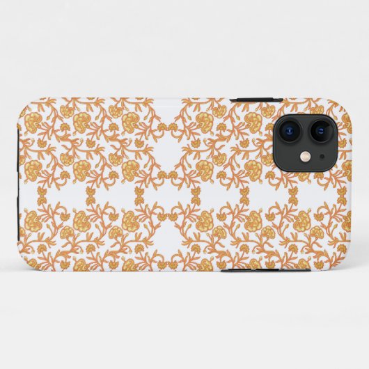 Een sinaasappel en wit behang met een bloemmotief Case-Mate iPhone case (Achterkant (horizontaal))