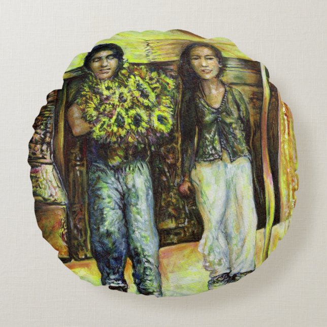 Een Sixtijnse Chape I fase van een ChaIenge Rond Kussen (Voorkant)