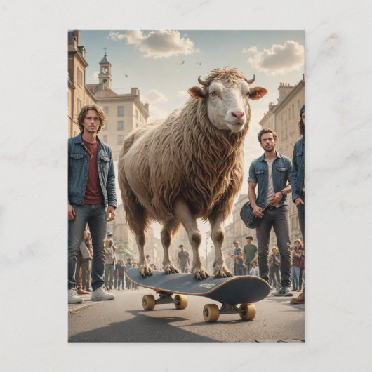 Een Skateboard Sheep Koe Hybrid Briefkaart (Voorkant)