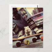 Een Skateboarden Hamster in de Stad Retro Punk Briefkaart (Voorkant / Achterkant)
