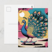 Een skateboarden pauw briefkaart (Voorkant / Achterkant)