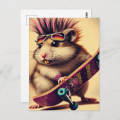 Een skateboarden Punk Hamster Retro Briefkaart (Voorkant / Achterkant)