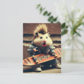 Een skateboarden Punk Rock Hamster Retro Briefkaart (Staand voorkant)