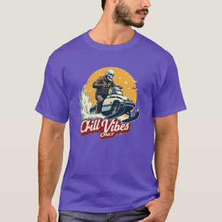 Een skelet dat een sneeuwscooter bestuurt t-shirt