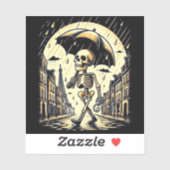 Een skelet in het regenachtige Parijs Sticker (Vel)