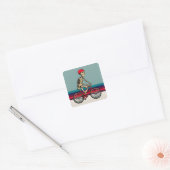 Een skelet op een fiets vierkante sticker (Envelop)