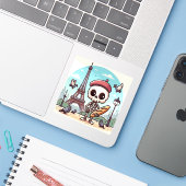 Een skeletkunstenaar in Parijs Sticker (Laptop met iPhone)