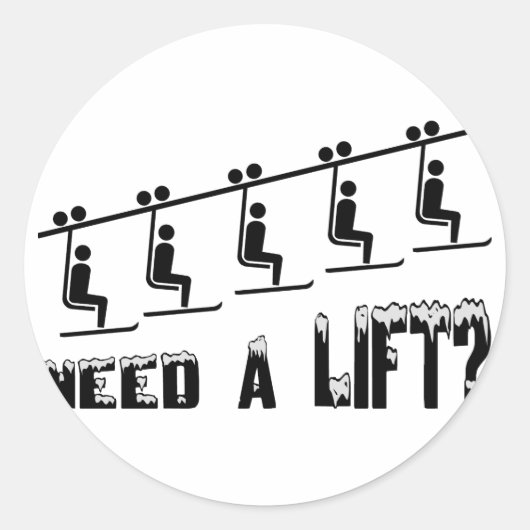 Een skilift nodig ronde sticker (Voorkant)