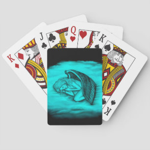 Een slaapengel op hemelwolken pokerkaarten