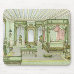 Een slaapkamer in Henri II-stijl (kleurenlitho) Muismat