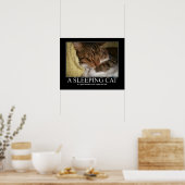 Een slaapkat-kunstwerk poster (Keuken)
