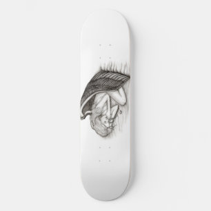 Een slaappgel, zwart en wit skateboard