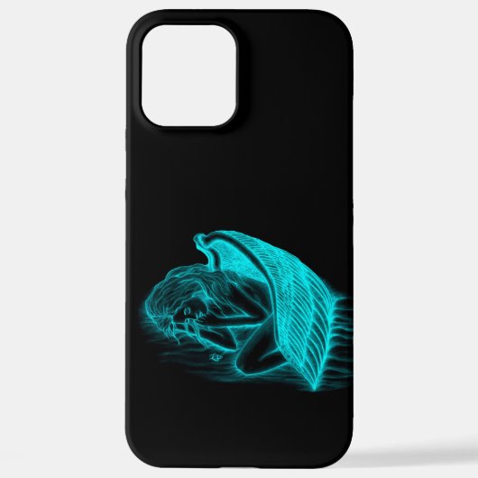 Een slapende engel in zwart en groen ontwerp iPhone hoesje (Achterkant)
