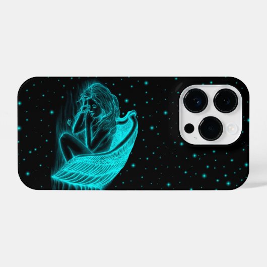 Een slapende engel in zwart-groen ontwerp iPhone hoesje (Achterkant horizontaal)