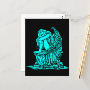 Een slapende engel op de steen briefkaart