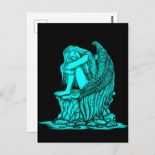 Een slapende engel op de steen briefkaart (Voorkant / Achterkant)