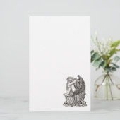 Een slapende engel op de Stone Briefpapier (Staand voorkant)