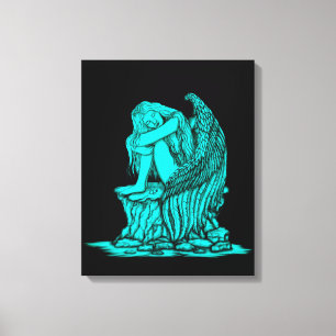 Een slapende engel op de Stone Canvas Afdruk