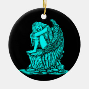 Een slapende engel op de Stone Keramisch Ornament