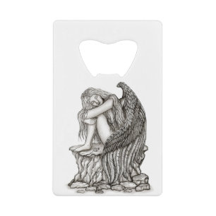 Een slapende engel op de Stone Kredietkaart Flessenopener