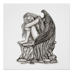 Een slapende engel op de Stone Perfect Poster