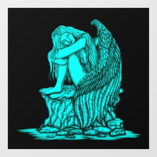 Een slapende engel op de Stone Raamsticker (Vel)