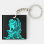 Een slapende engel op de Stone Sleutelhanger (Achterkant)