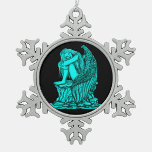 Een slapende engel op de Stone Tin Sneeuwvlok Ornament
