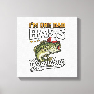Één slechte baars grootvader vissen vintage vector canvas afdruk