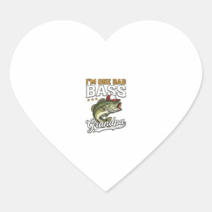Één slechte baars grootvader vissen vintage vector hart sticker
