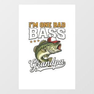 Één slechte baars grootvader vissen vintage vector raamsticker