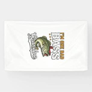 Één slechte baars grootvader vissen vintage vector spandoek