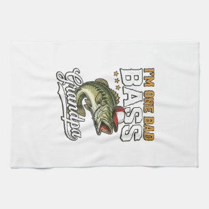 Één slechte baars grootvader vissen vintage vector theedoek